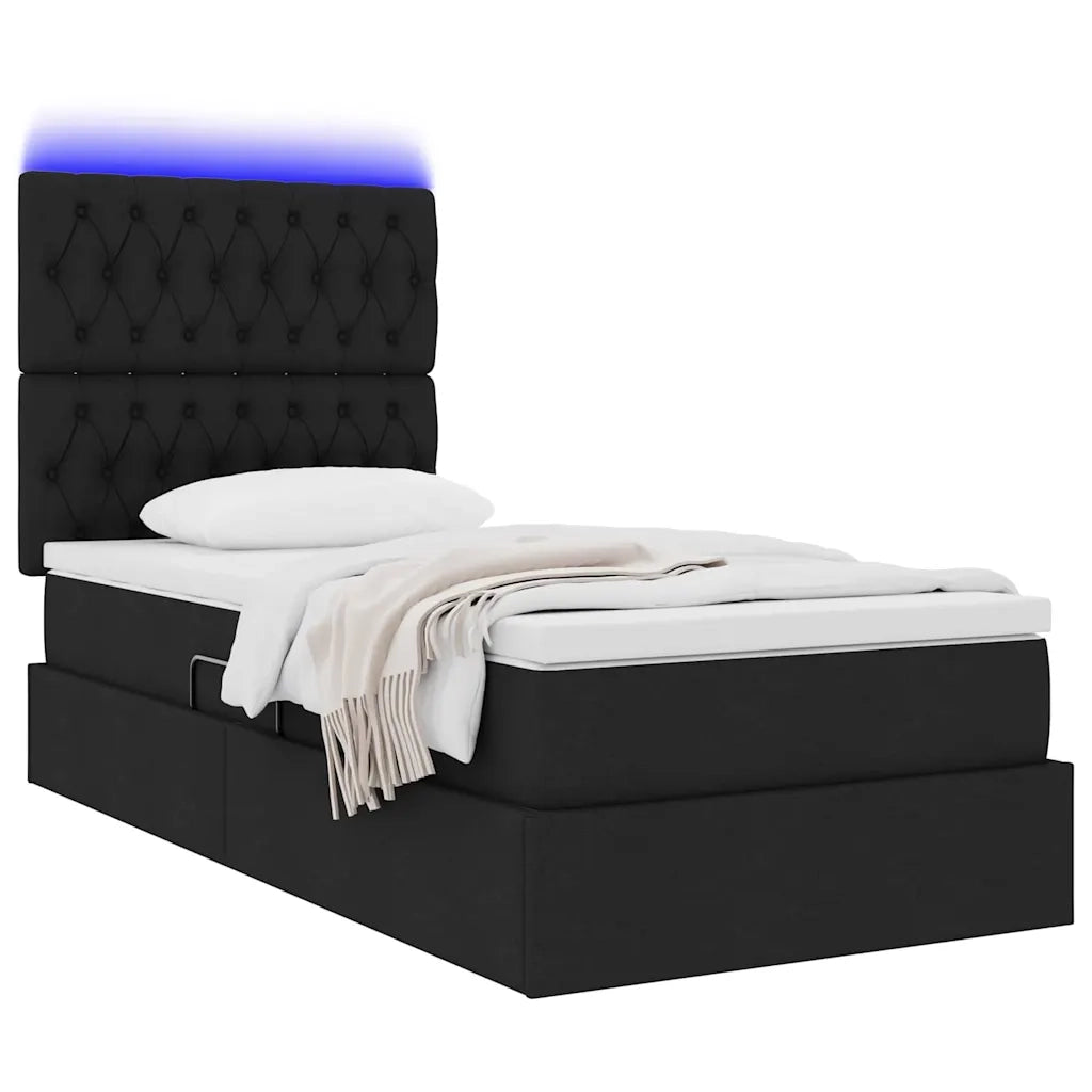 Letto con contenitore e LED Nero 100 x 200 cm Poliestere