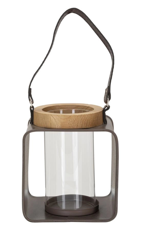 Lanterna Glass 16x13x18,5 cm in Abete e Ferro e Vetro e PU