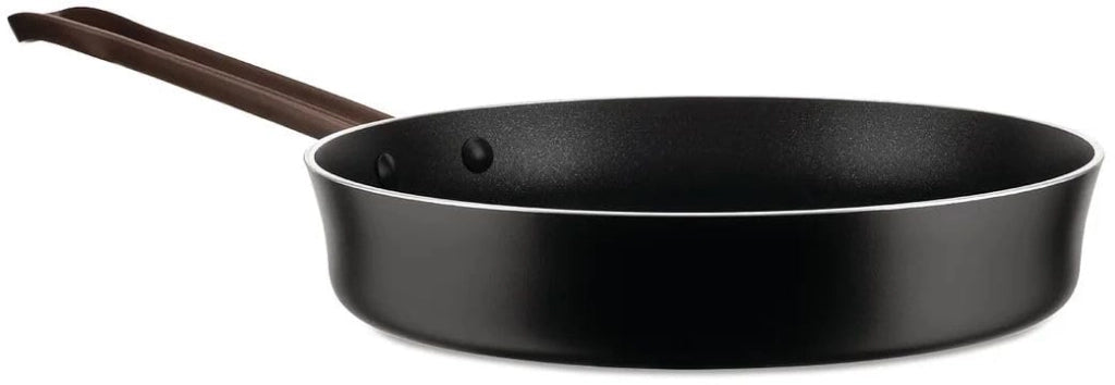 Alessi edo | PU113/24 B - Padella a Manico Lungo in Alluminio con Rivestimento Antiaderente, Manico in Acciaio Inox con Rivestimento in PVD, Marrone