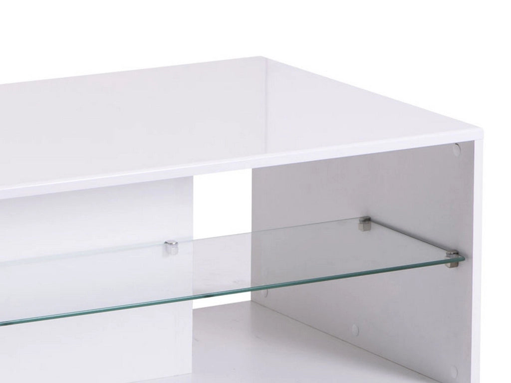 Giussano, Tavolino da Salotto 2 Vani, 101x60x45h cm Bianco
