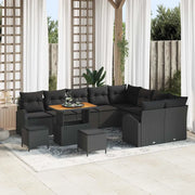 Set Divano da Giardino con cuscino con cuscino 12 pcs Nero