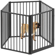 Recinto per Cani con 5 Pannelli e Porta ¨C Minimal ¨C Nero