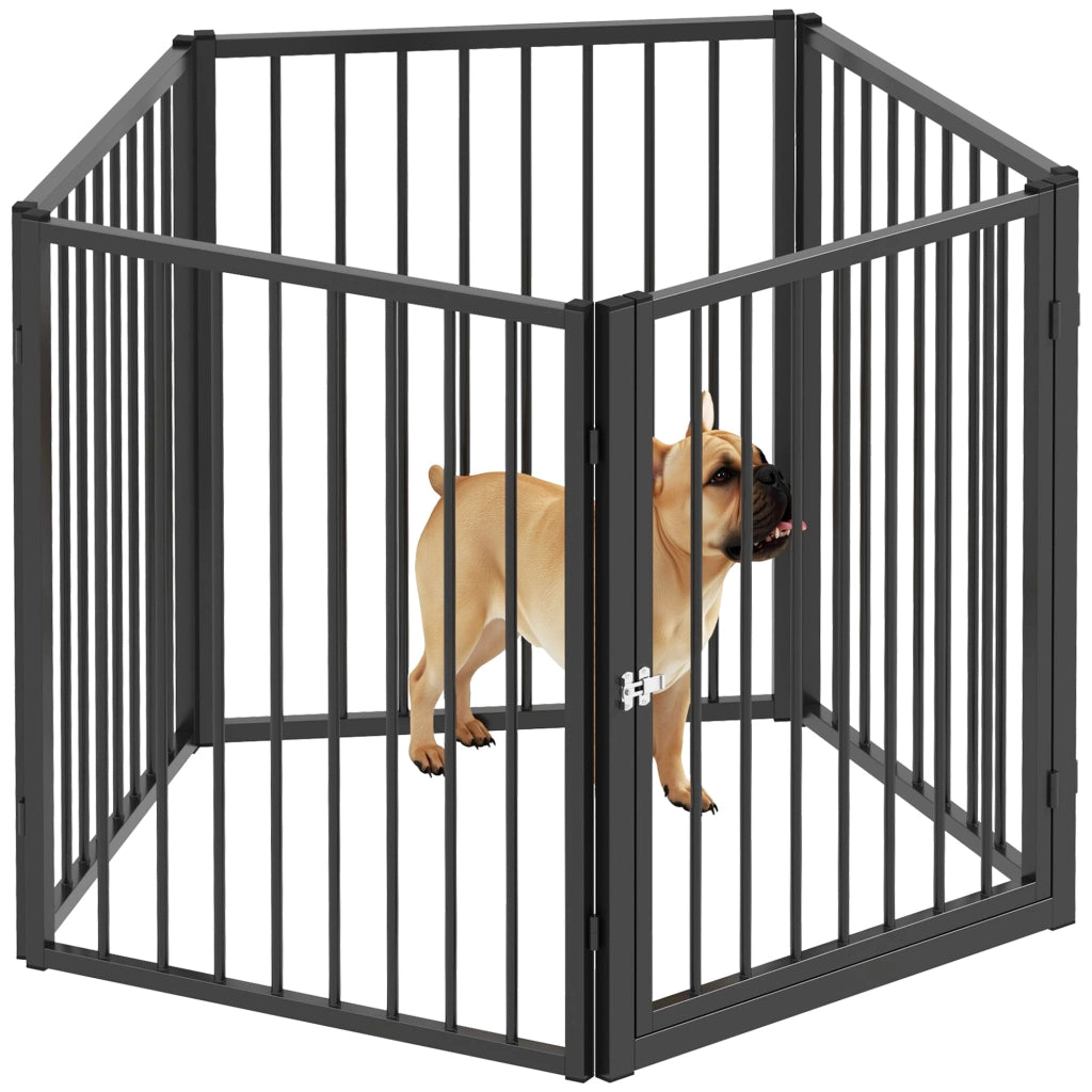 Recinto per Cani con 5 Pannelli e Porta ¨C Minimal ¨C Nero
