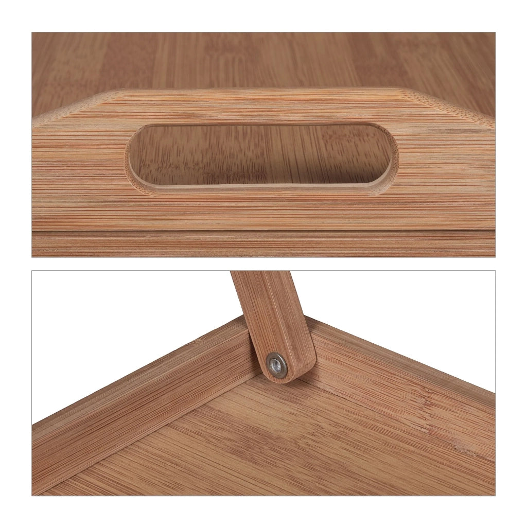 Vassoio da letto rettangolare con gambe pieghevoli 60 x 40 x 7 cm pratico per la colazione in bambù naturale 13_0011772