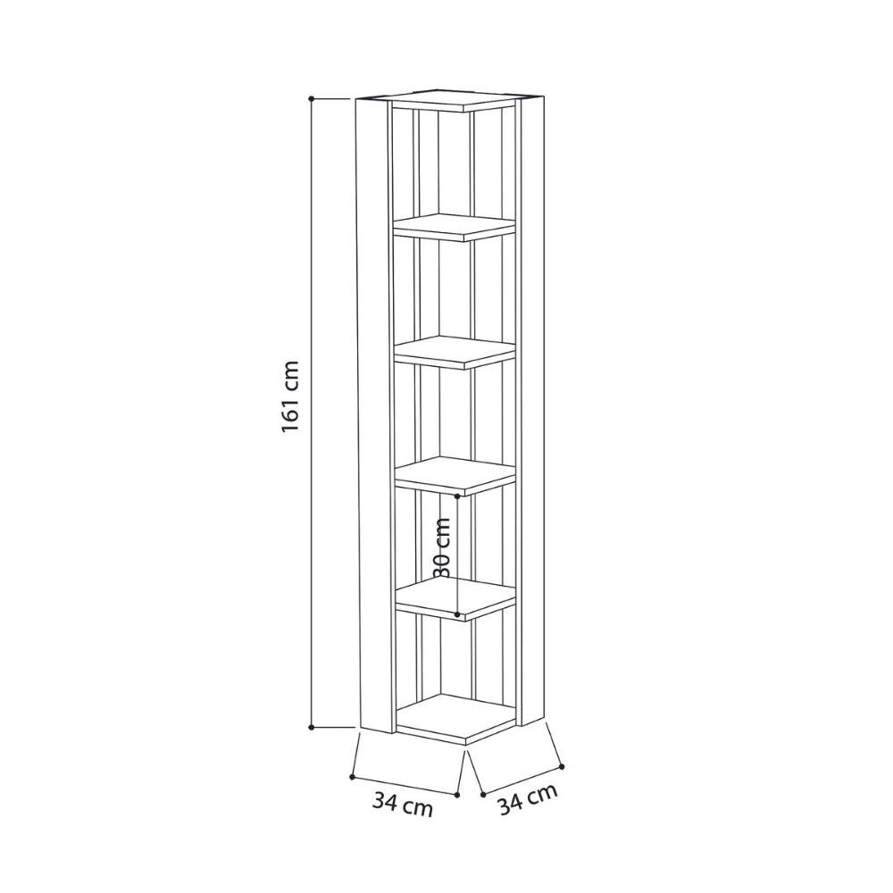 Libreria angolare 5 ripiani 34x34x161 Nati colore antracite