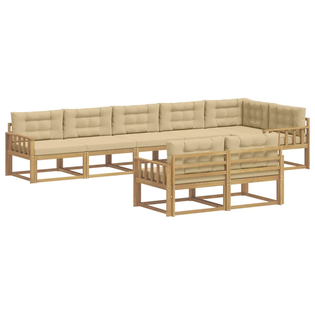 Set di divani da esterno 6 pz Bianco e Beige Poliestere 3386617