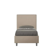Letto singolo con rete imbottito 80x210 similpelle tortora Focus