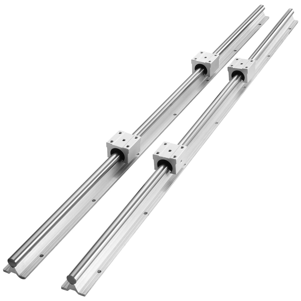 Guida Scorrevole Lineare SBR12 1000mm 2 Pezzi con 4 Cuscinetti SBR12UU in Acciaio per Fai da Te Officina e Mobili