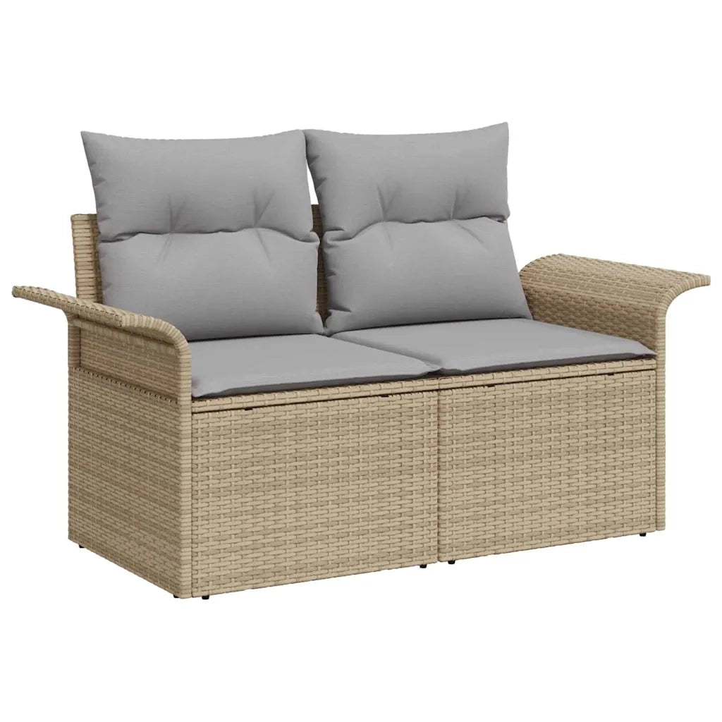 Set Divano da Giardino 7 pcs Beige Poly Rattan