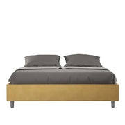 BS COM Letto queen size con rete imbottito 150x210 microfibra ocra