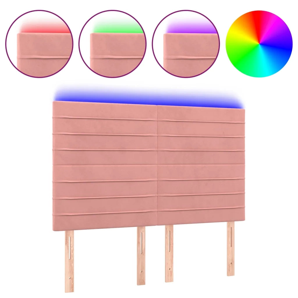 Testiera a LED-Testata con LED Rosa 144x5x118/128 cm in Velluto 206919