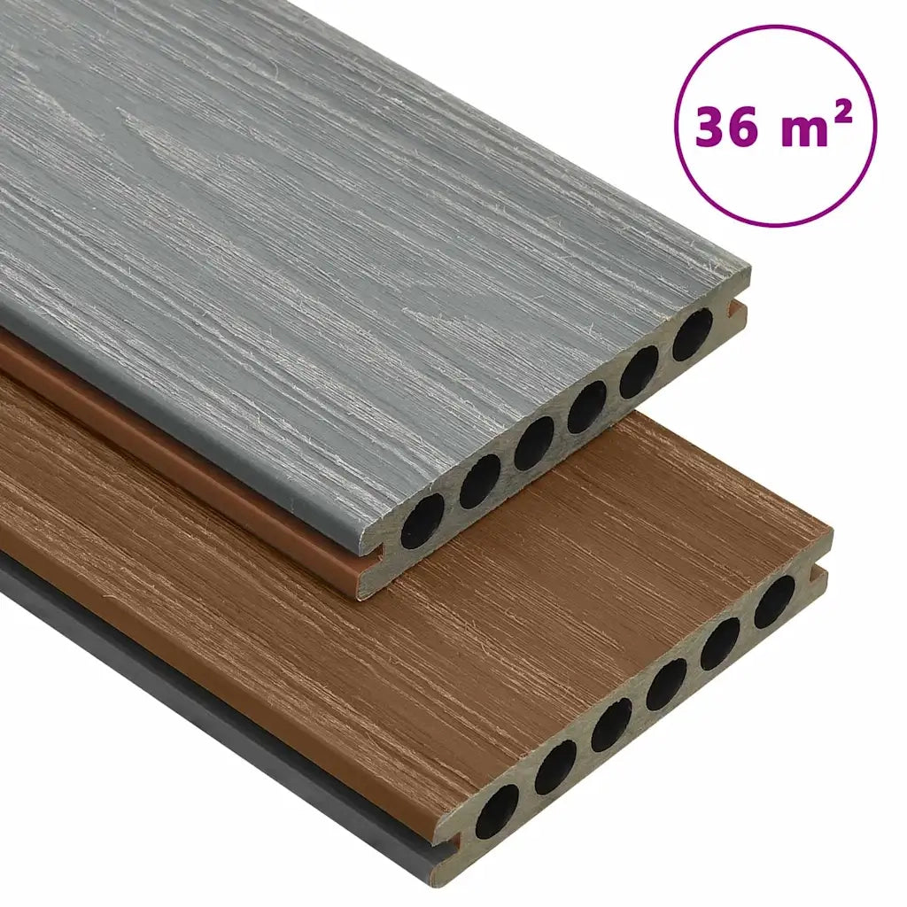 Listoni Decking WPC con Accessori Marroni e Grigi 36 m² 2,2 m 3070468