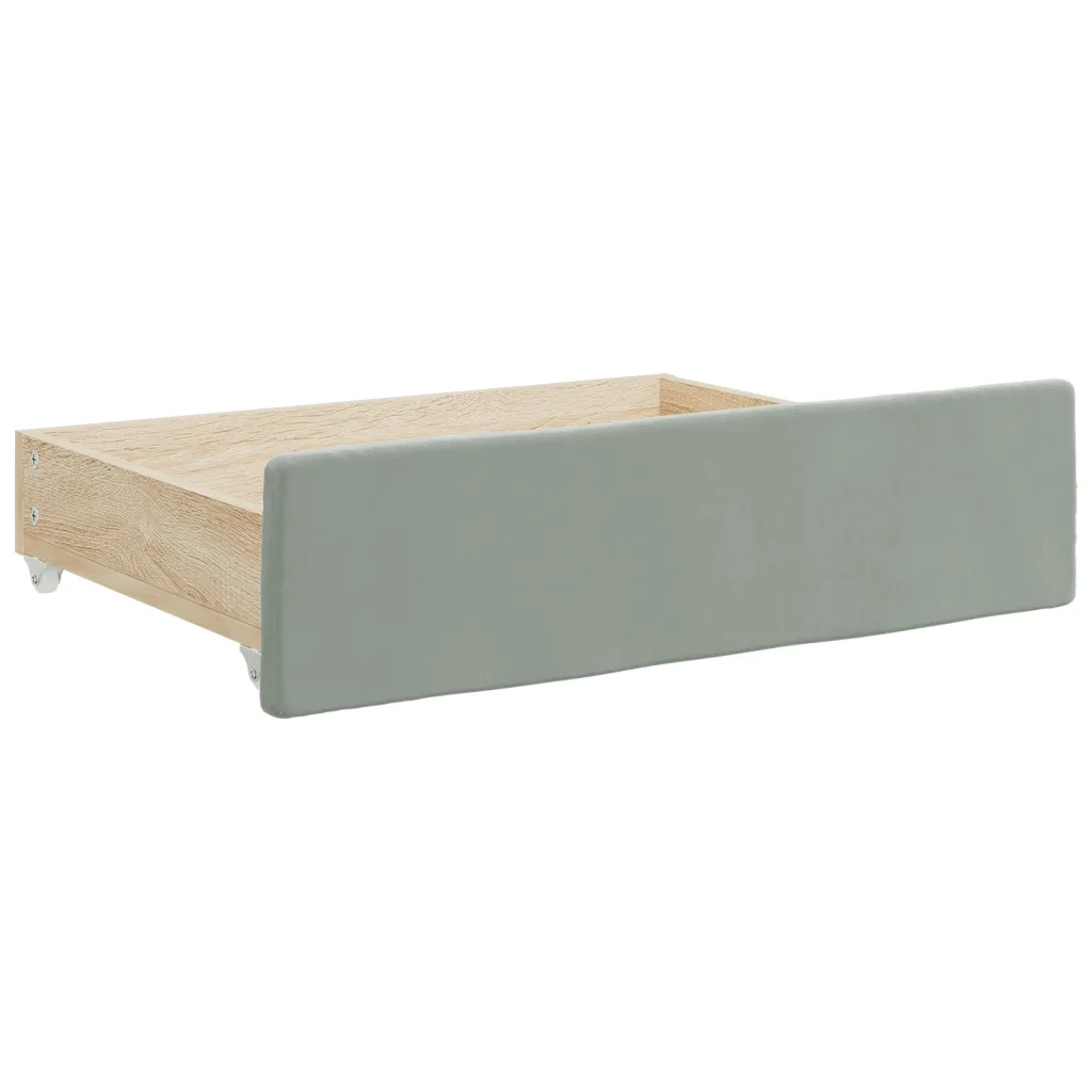 Divano Letto Estraibile Cassetti Grigio Chiaro 100x200 Velluto 3197142