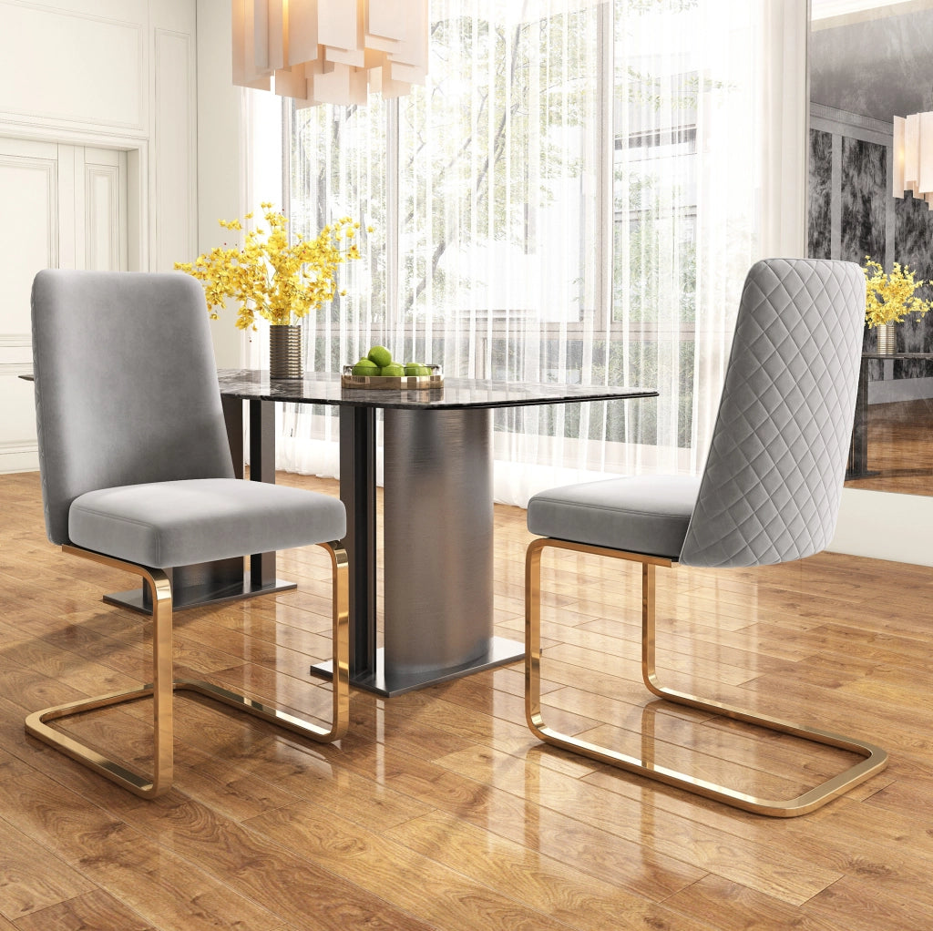 Sedia da pranzo 52 x 45 x 88 cm grigia – schienale capitonné, set da 2