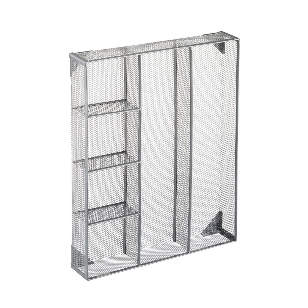 Organizer da scrivania in metallo 6 x 38 x 30 cm con 6 scomparti funzionali design essenziale in metallo nero 13_0006186