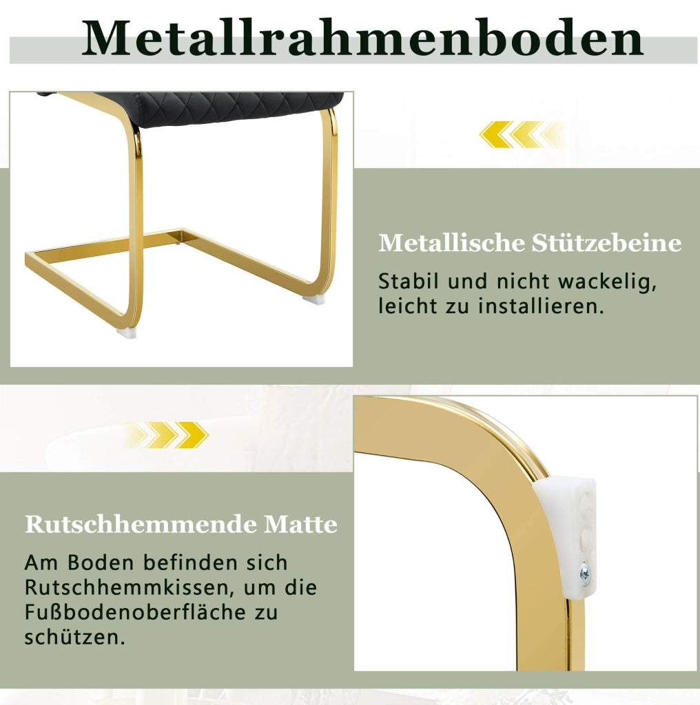 SEDIA Imbottita Rombi 100 cm Nero/Oro Set da 2 pezzi