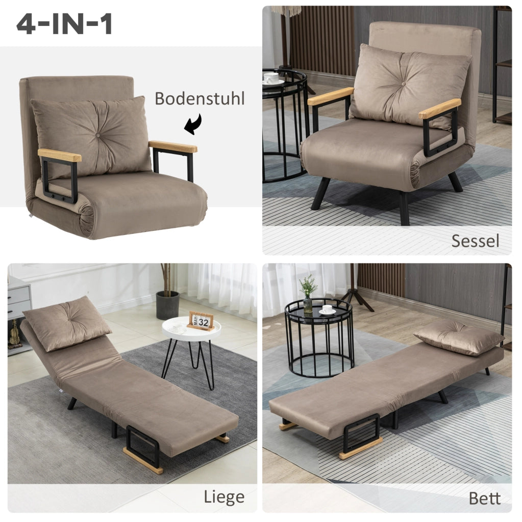 Poltrona letto grigio chiaro con schienale regolabile