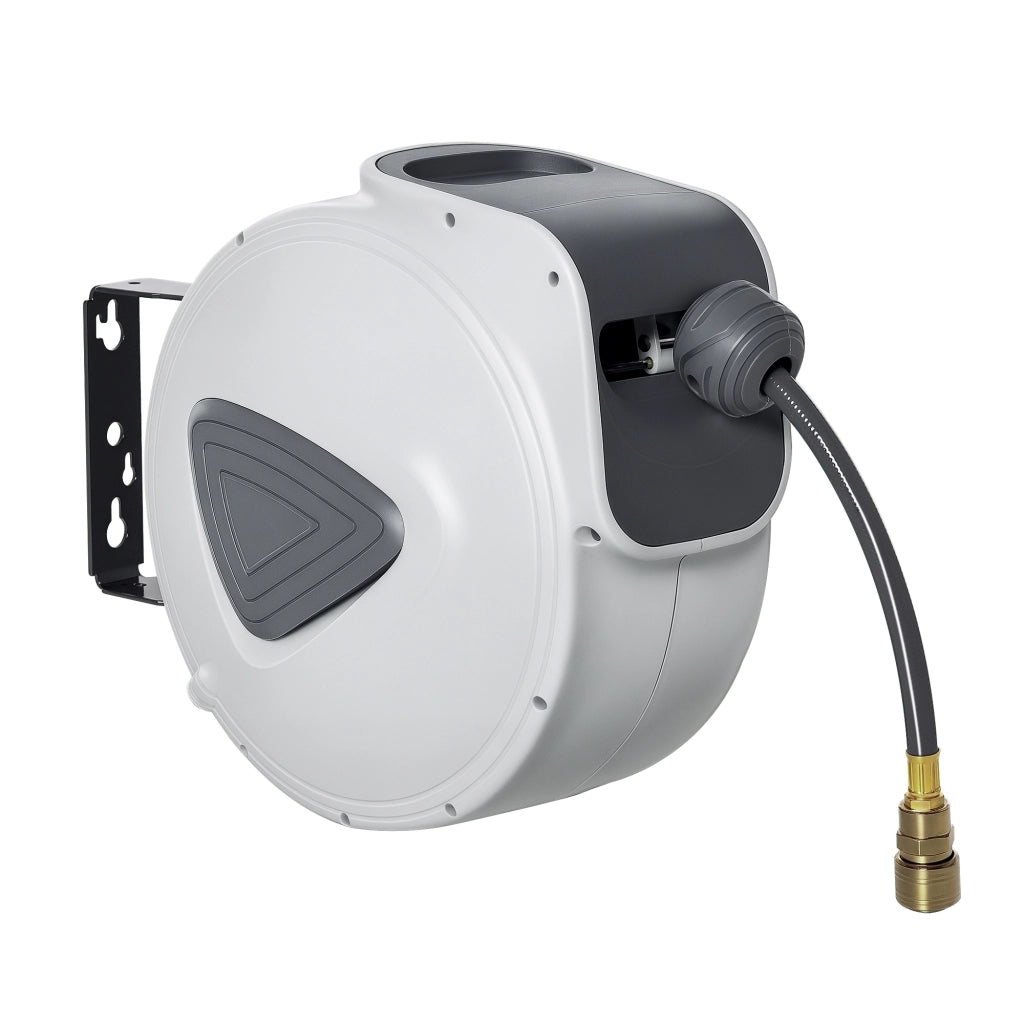 Enrouleur de Tuyau à Air Comprimé 20 m + 1,94 m, Dévidoir Automatique Ø Intérieur 3/8", 1/4" BSPT, Gris