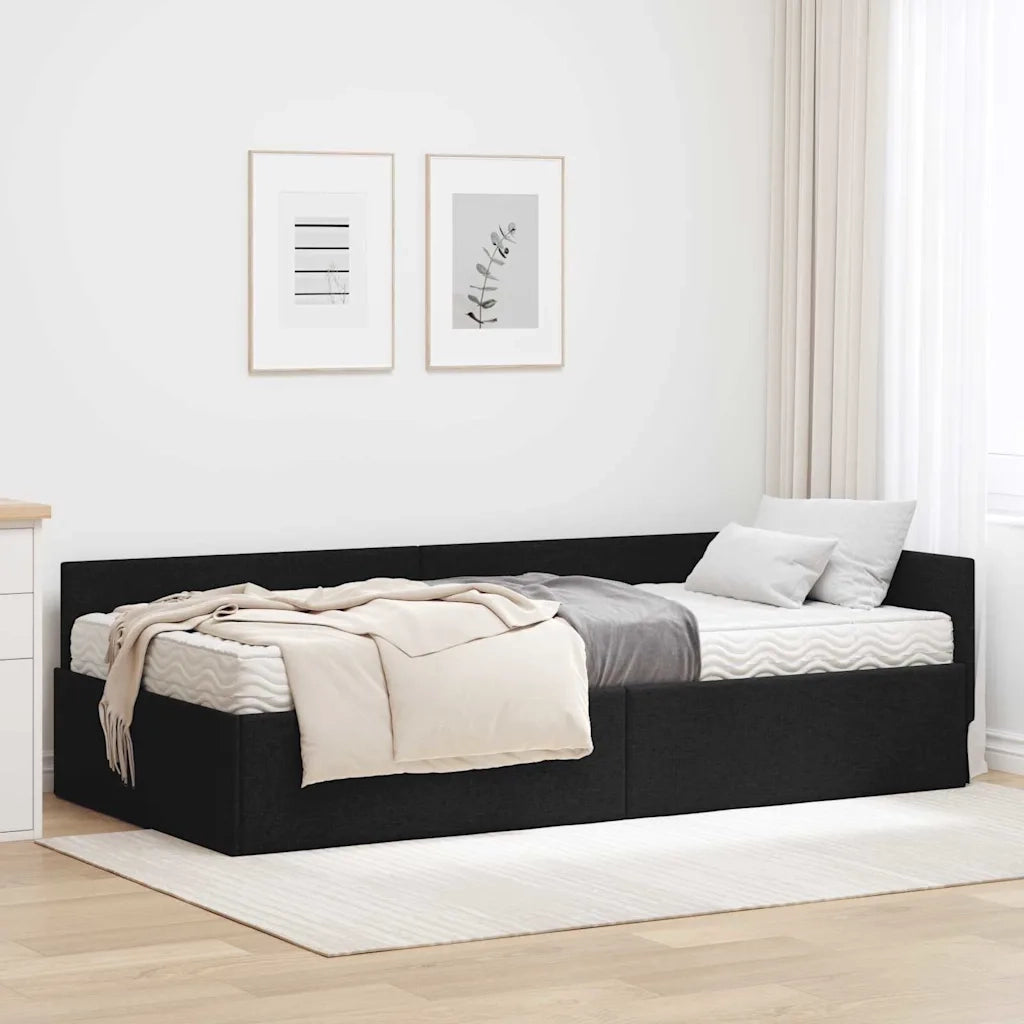 Struttura Letto Angolare con Materasso 2 pcs Verde Tessuto