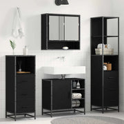 Set di mobili per il bagno 4 pcs Rovere Nero Legno multistrato 3402544
