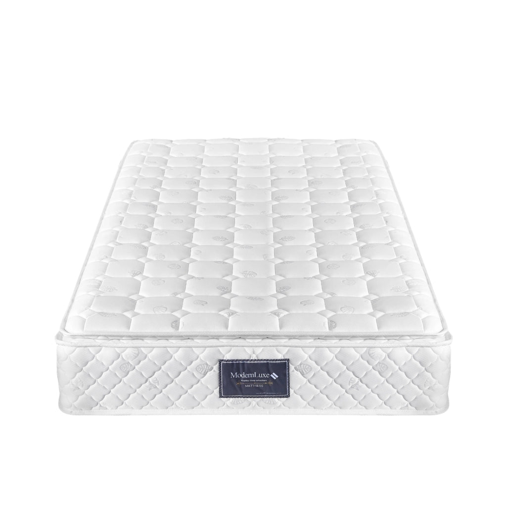 Letto imbottito 90x200 cm con materasso a molle insacchettate e rete in lino blu