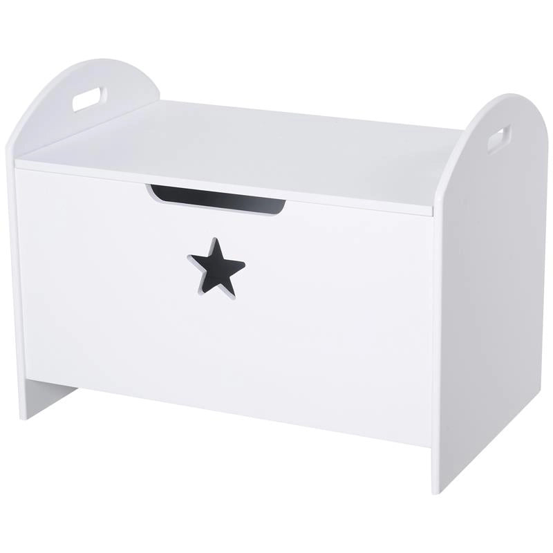 BAULE CONTENITORE PORTAGIOCHI PER CAMERETTA BAMBINI IN LEGNO BIANCO  62 X 40 X 46.5CM