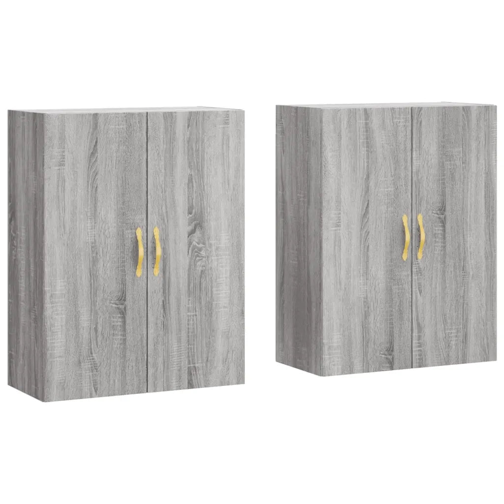 Set di 2 armadietti da parete portaoggetti 69,5 x 34 x 90 cm design pratico per soggiorno camera da letto in legno multistrato grigio 02_0055352