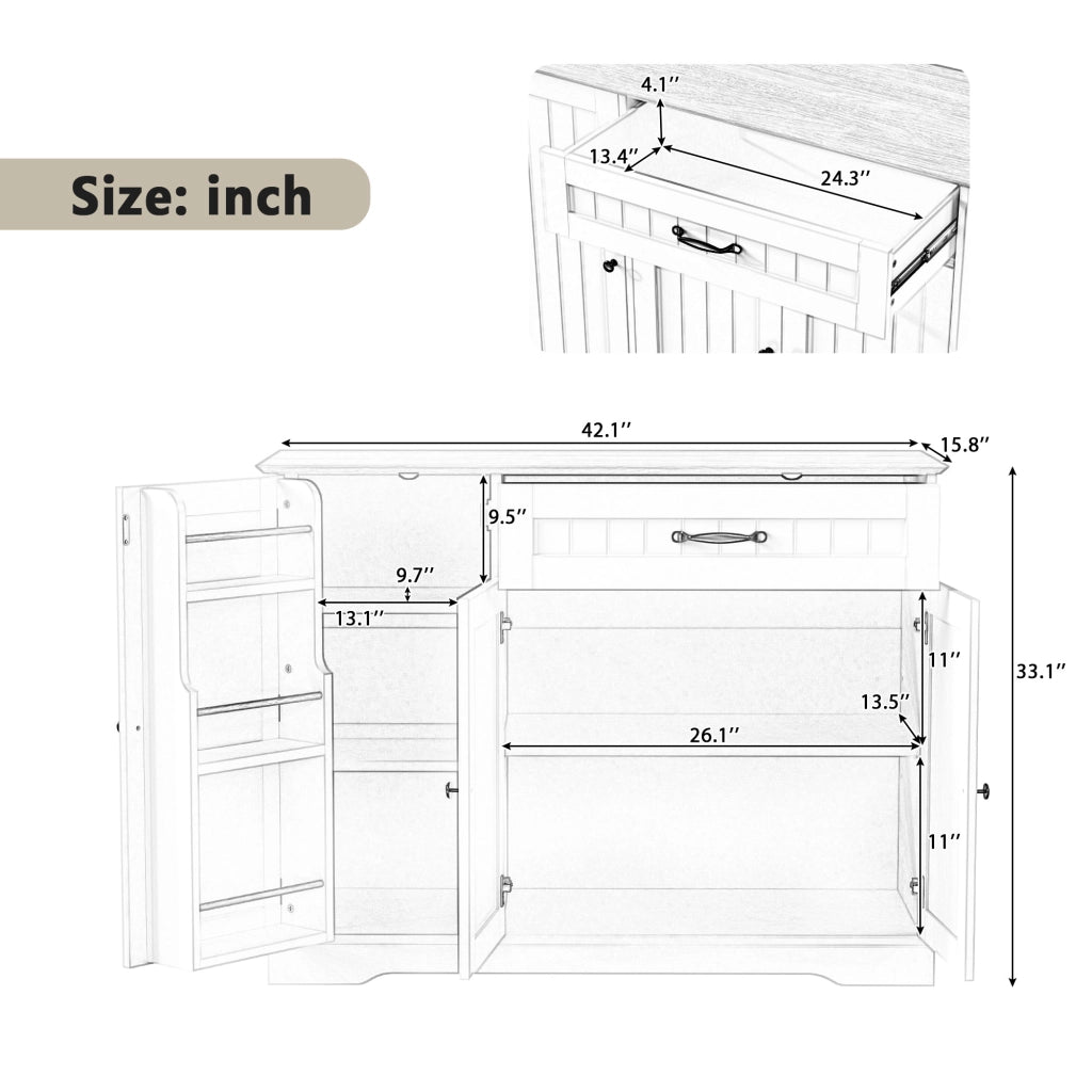 Credenza con 3 Ante e Cassetto ¨C MINIMAL ¨C Nero