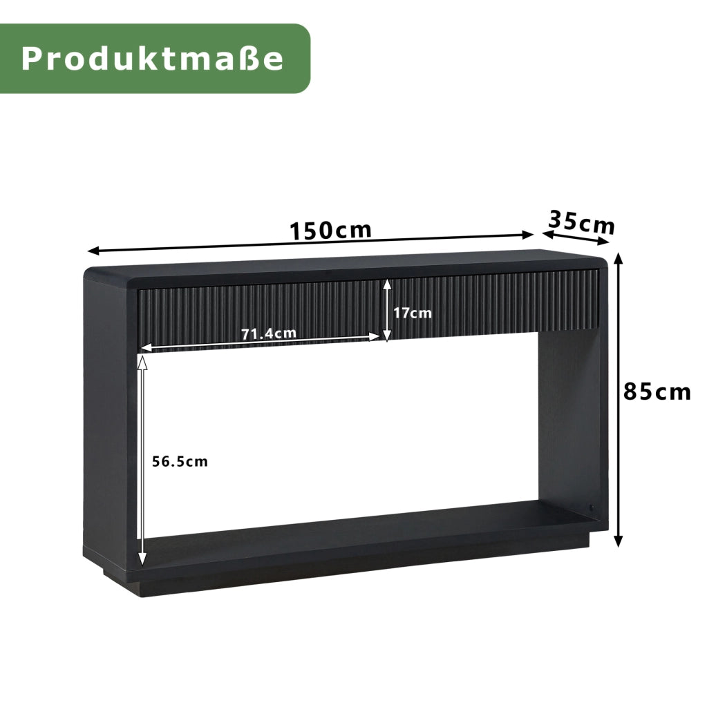 Consolle da ingresso 150x35x85 cm con 2 cassetti e ripiano aperto nera HOMVRA