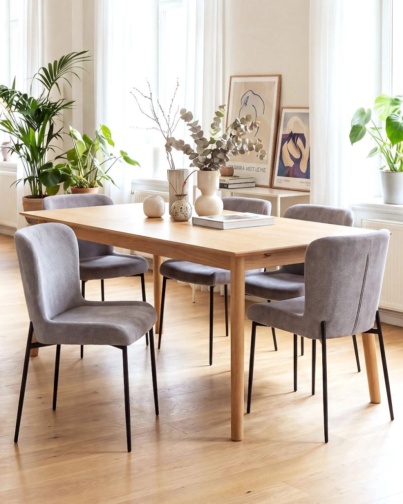 Set di 2 sedie da pranzo in tessuto poliestere con texture a maglia grigio scuro soggiorno e camera da letto