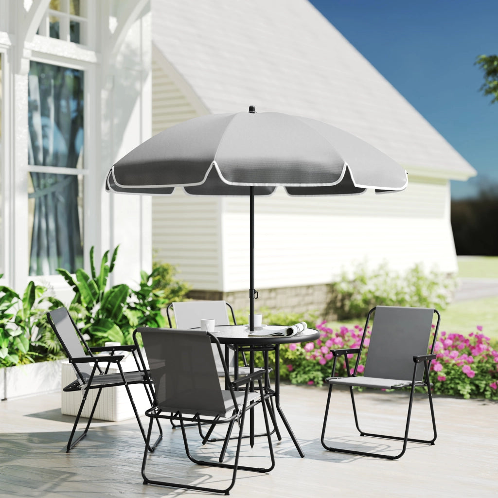 Set da Giardino 6 Pezzi ¨C Minimal ¨C Grigio e Nero con Sedie Pieghevoli