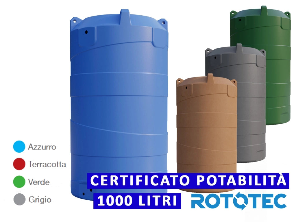 Serbatoio Da Esterno Rototec VERTICALE 1000 LT Polietilene Stoccaggio Acqua VERTIGO