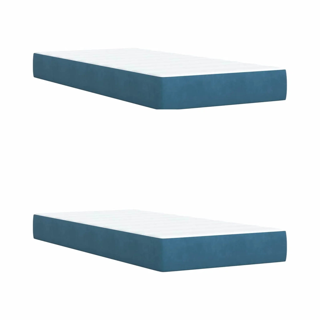 Letto ottomano con materasso con testiera 2 pz Blu Tessuto 3457847