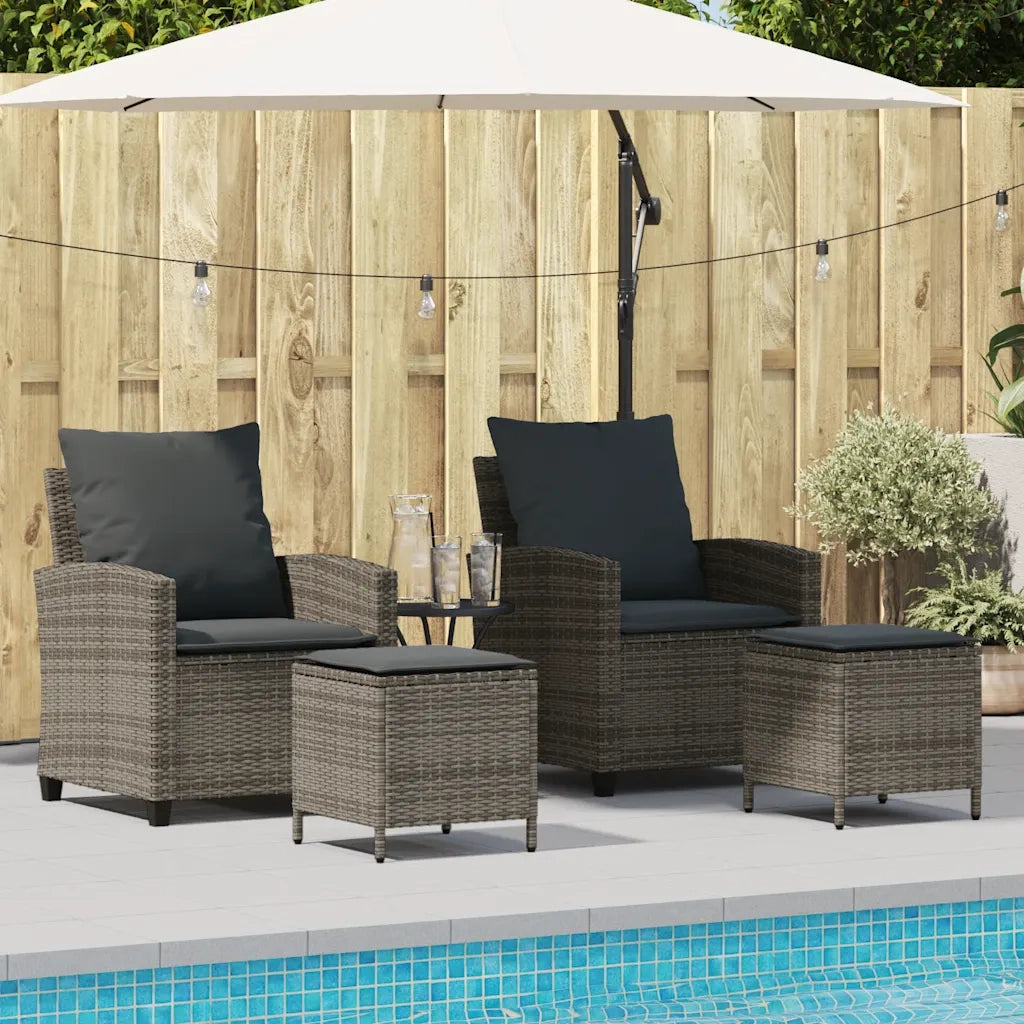 Set Divani da Giardino 4 pz con Cuscini in Polyrattan Grigio CFW9620808