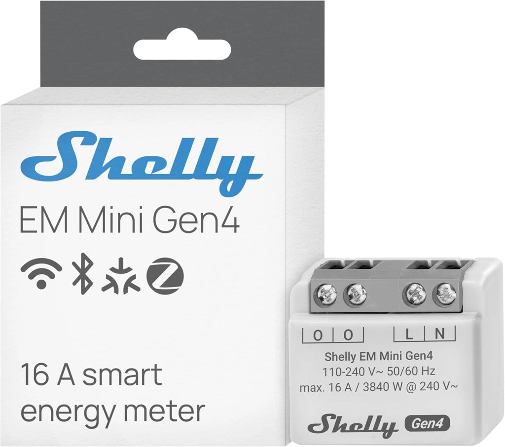 SHELLY - Shelly EM Mini Gen4 - mini misuratore di consumi da incasso 16A