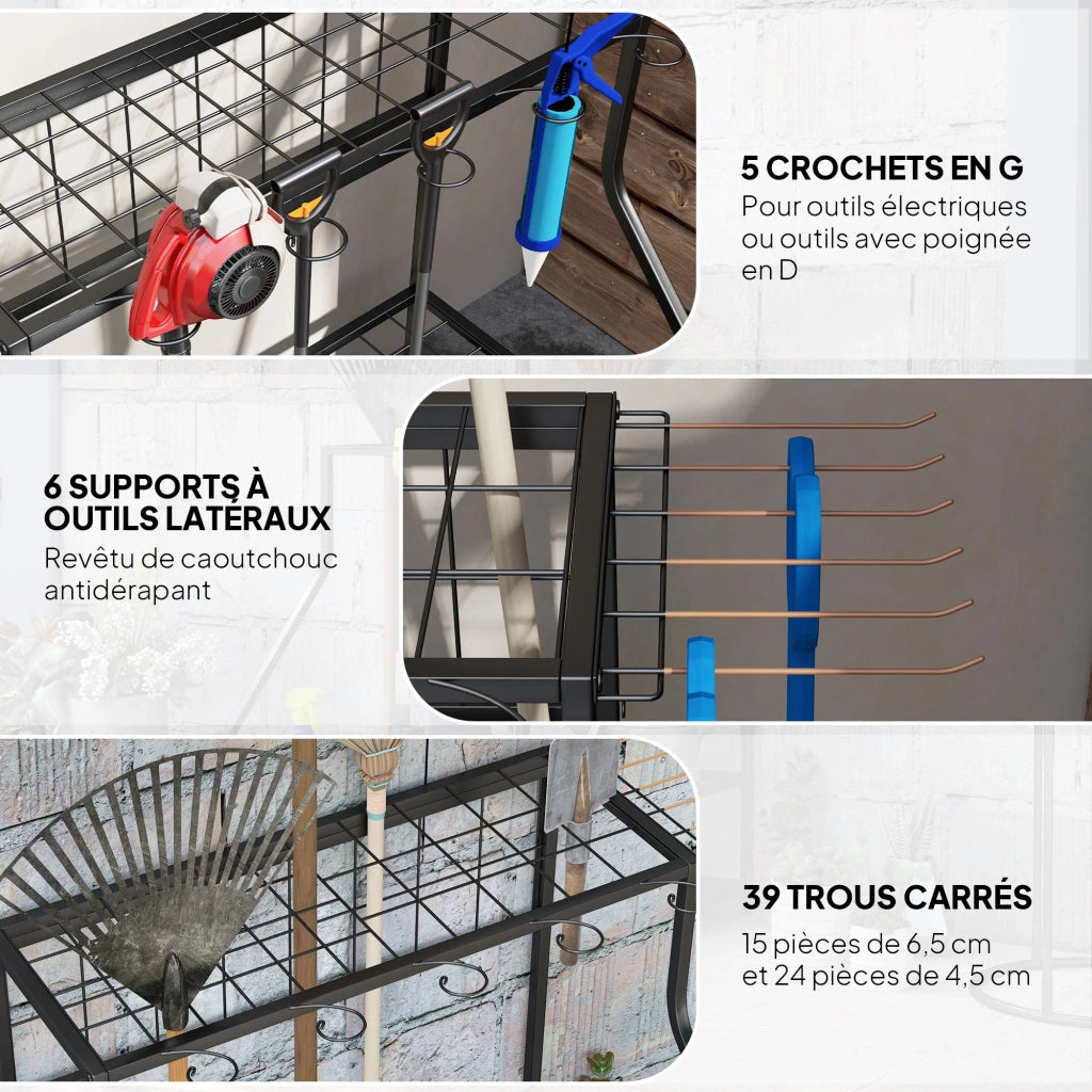 Organiser per attrezzi da giardino 84 x 53 x 73 cm porta 20 attrezzi antiruggine industriale contemporaneo in metallo arancione 21_0005540