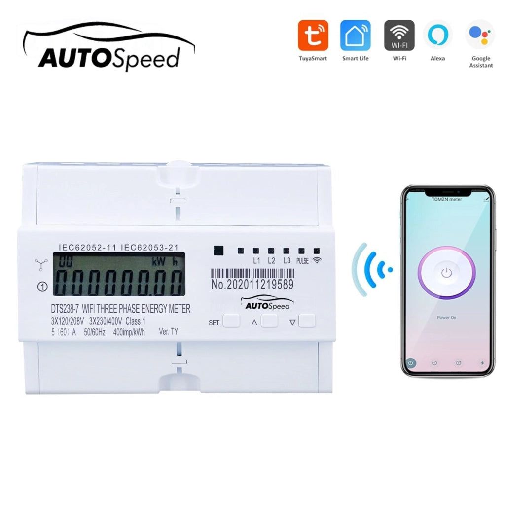 Smart Meter trifase 380V, 80A, DTS238-7 WIFI compatibile con Tuya, Smart Life, contatore intelligente di energia e potenza elettrica