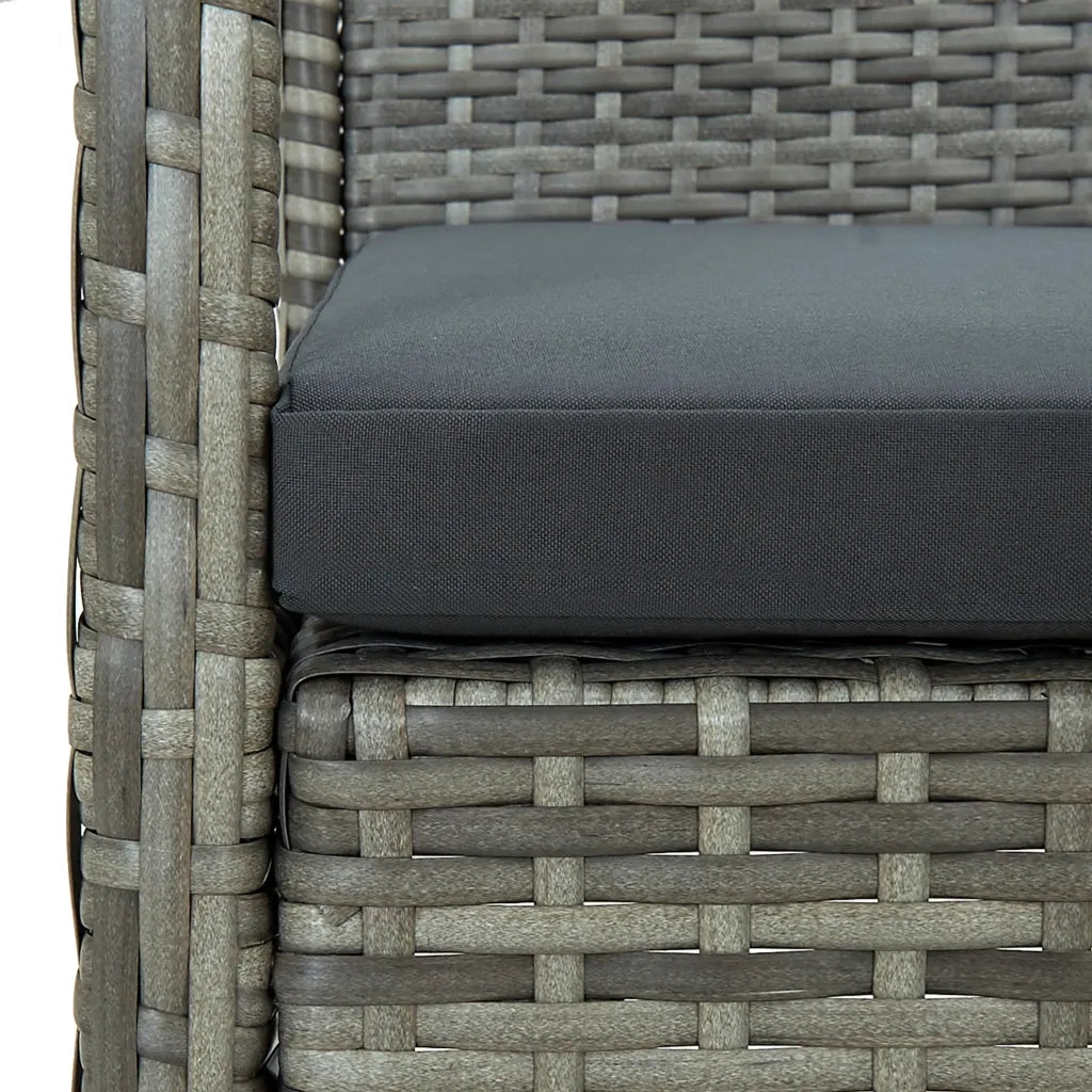 Sedia da Giardino con Cuscino in Polyrattan Grigio 45796