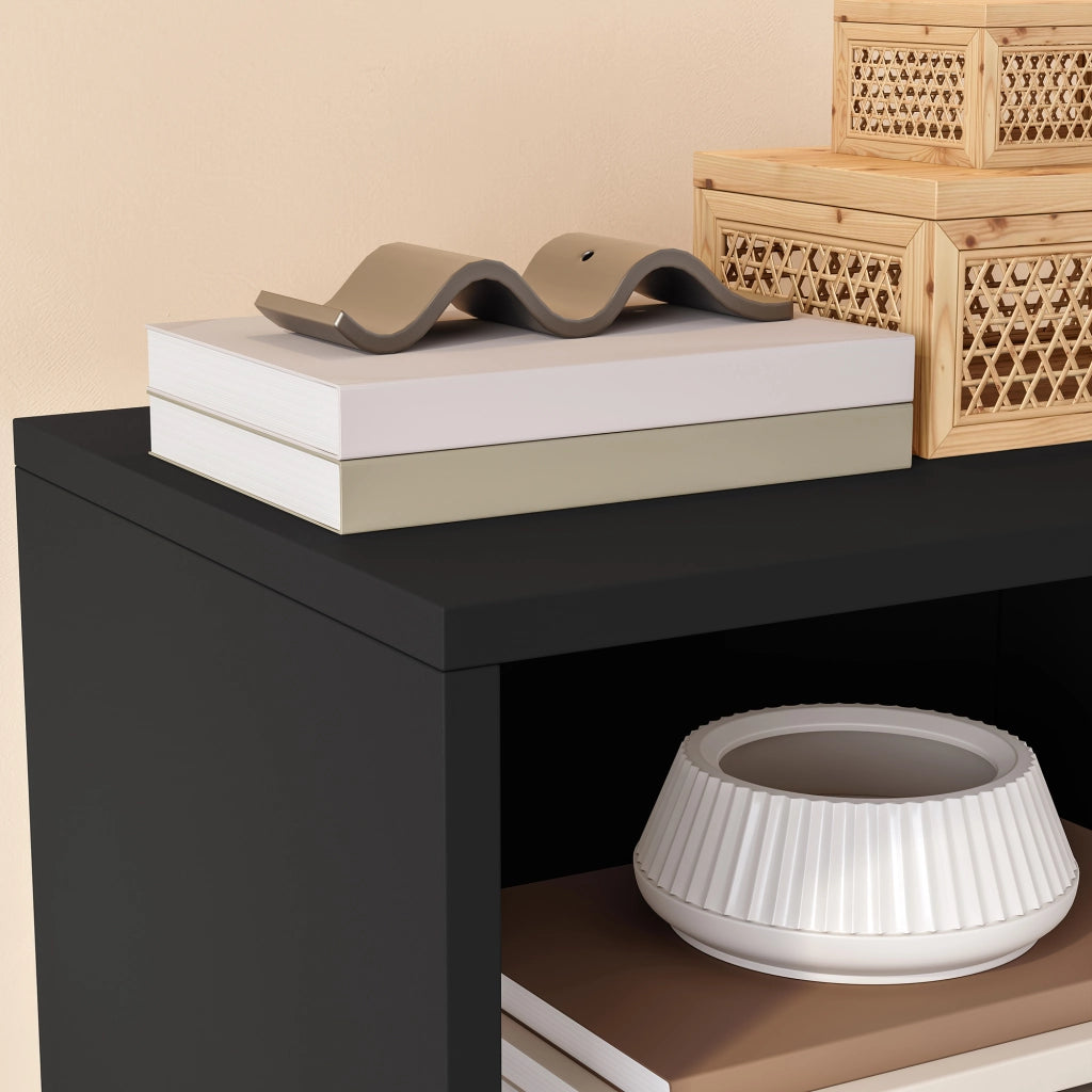 Set di 2 Comodini Nand con Cassetto e Vano Aperto 55x40x30 cm Nero [en.casa]