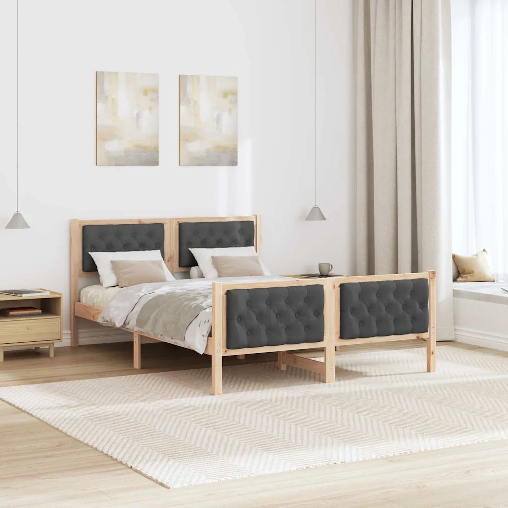 Letto matrimoniale | Letto per adulti | Struttura del letto Grigio scuro 140 x 200 cm Pino massello