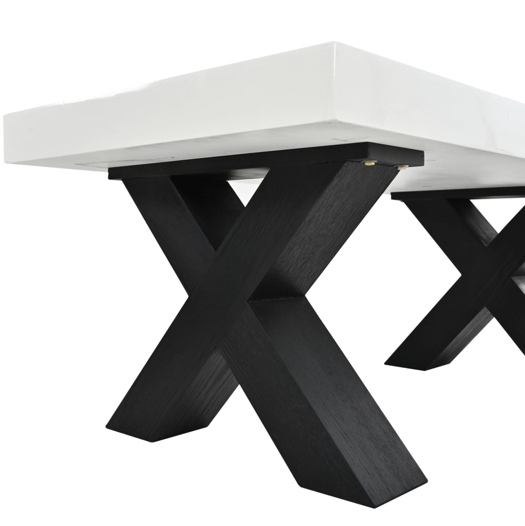 TAVOLINO DA CAFFÈ Rettangolare 100x50x40 cm Bianco/Nero in MDF