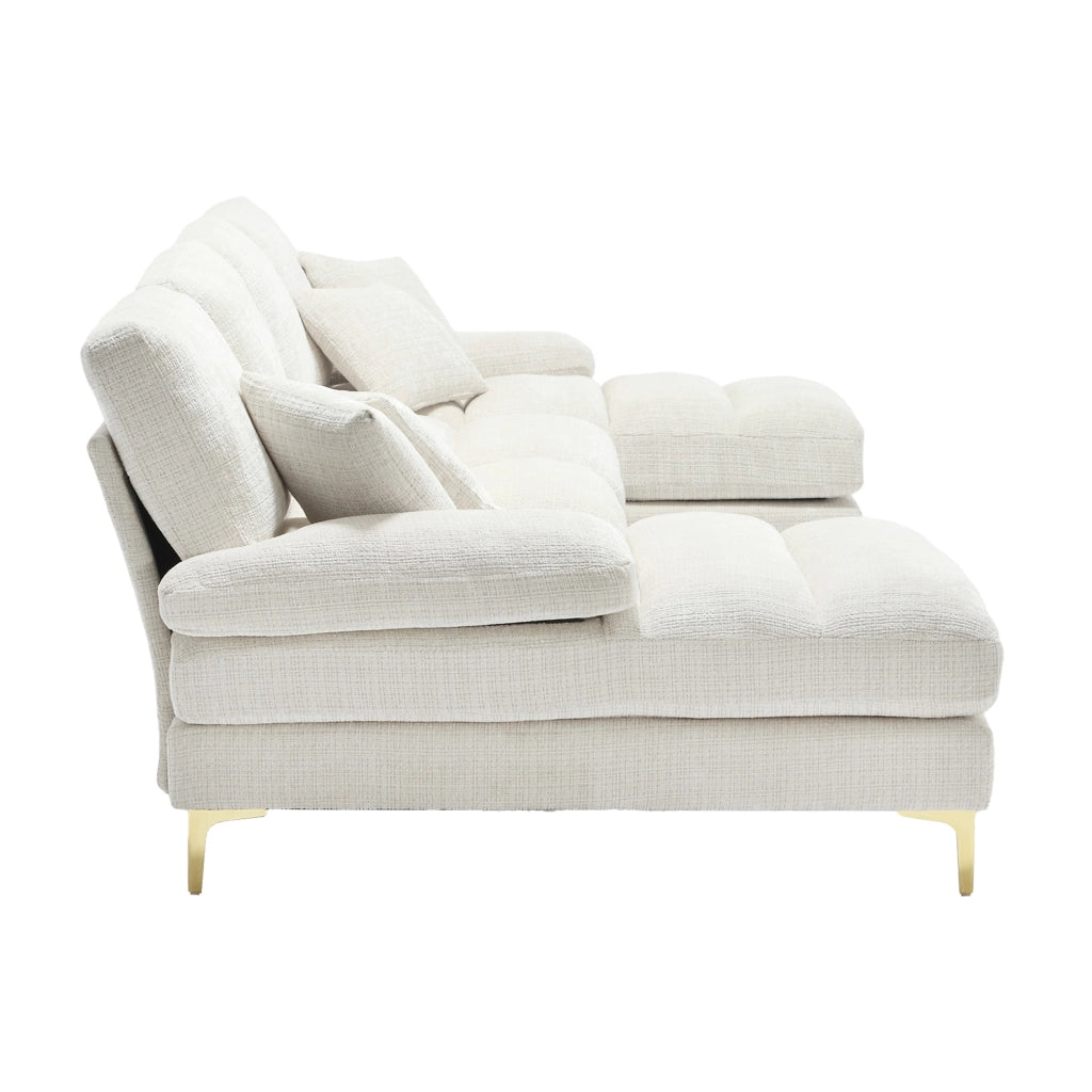 Divano U Angolare Chenille 3 Posti ¨C MINIMAL ¨C Grigio, Tessuto