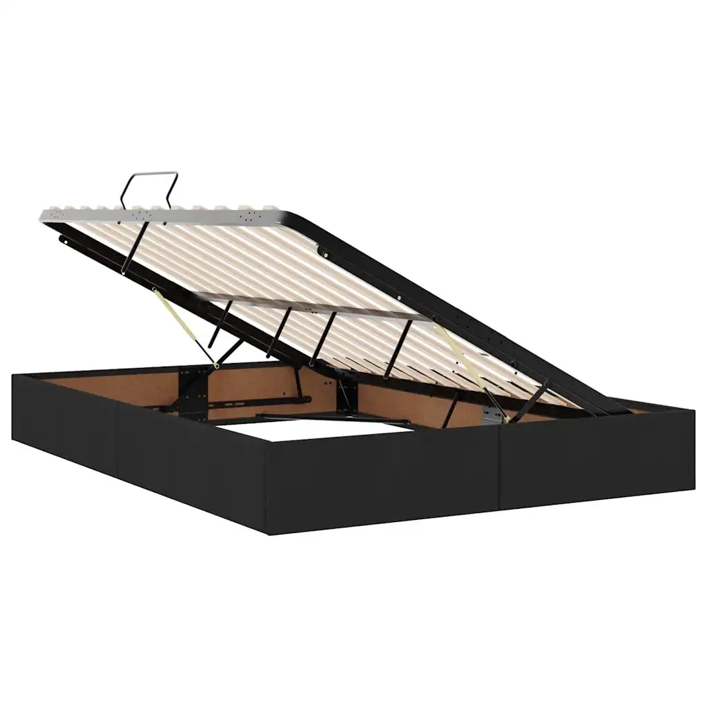 Letto con contenitore e LED Nero 140 x 190 cm Poliestere