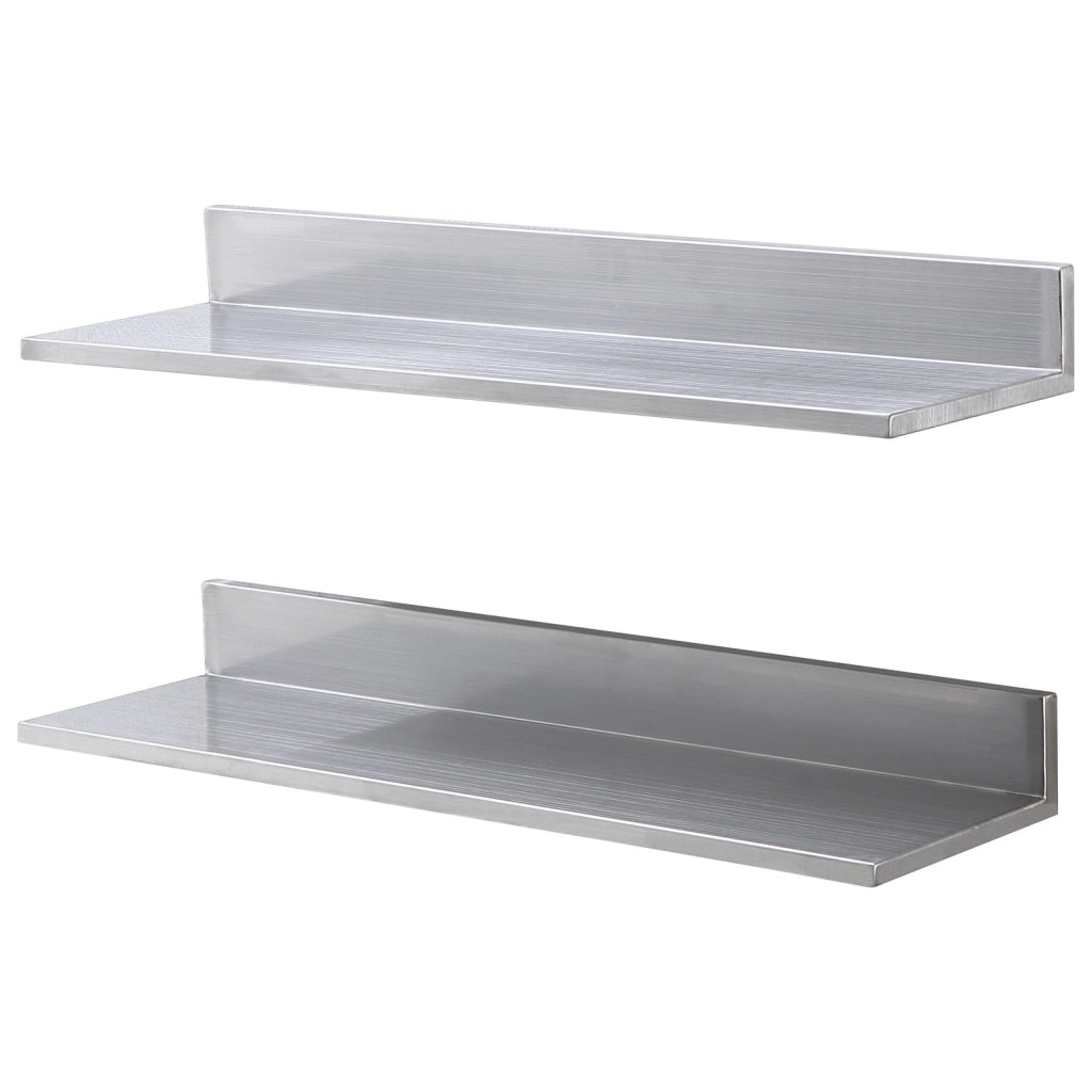 Set 2 Mensole da Parete a L in Acciaio Inox 762 x 218 x 85 mm Scaffale Murale Portaspezie Robusto per Cucina Portata Max 20kg