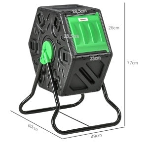 COMPOSTATORE ROTANTE 65 L 60x49x77 cm Plastica Nero