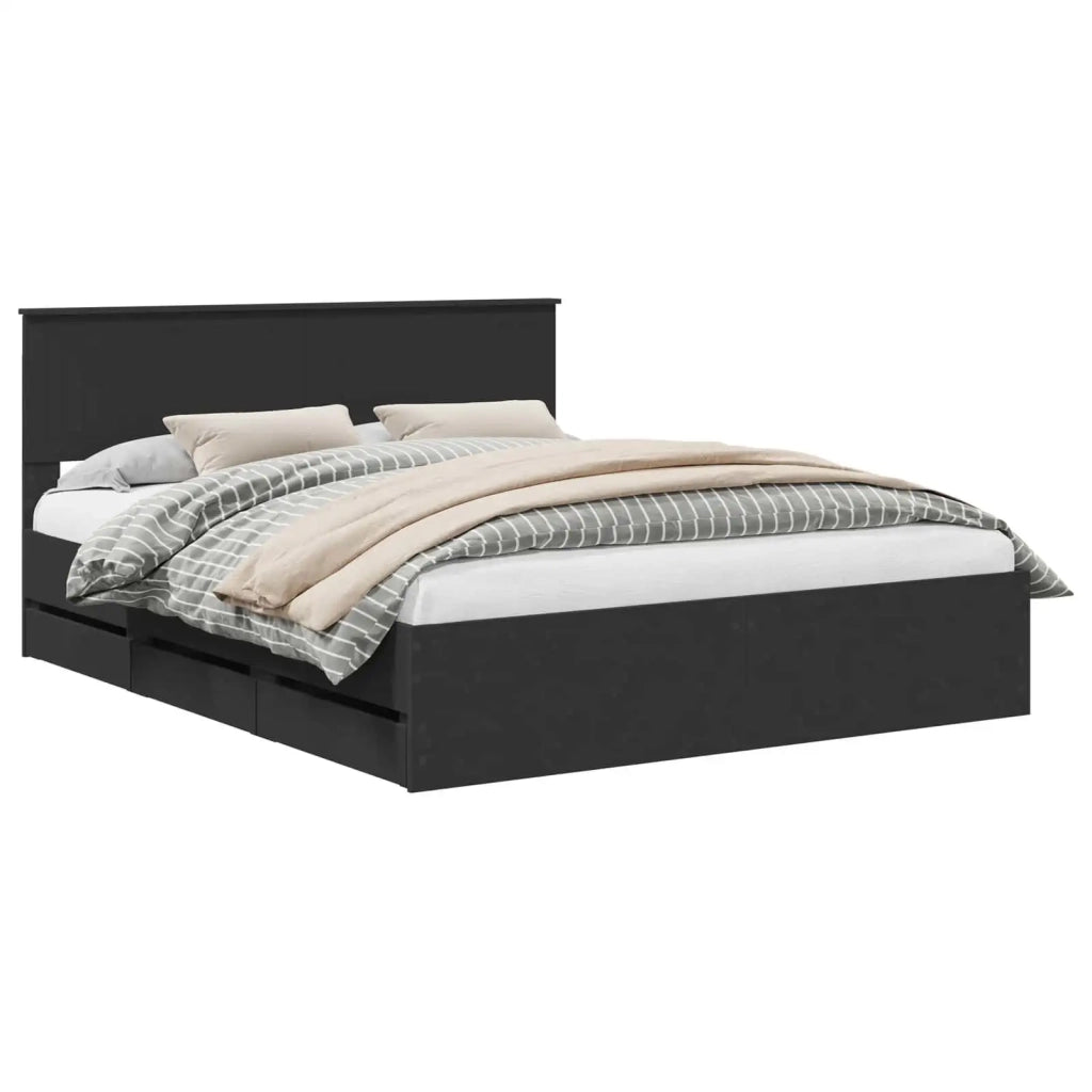 Letto matrimoniale | Letto per adulti | Struttura del letto Nero 160 x 200 cm Legno Ingegnerizzato
