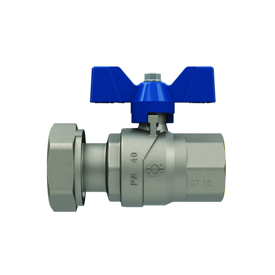 VALVOLA A SFERA P.T. CON FARFALLA EVOLUTION FEMMINA-DADO GIREVOLE- 3/4x3/4  DN 20  PN 40- FIV- pezzi 1