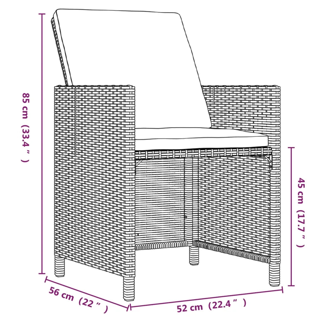 Set da Pranzo da Giardino 5pz | Set Salotto da Giardino con Cuscini in Polyrattan Marrone