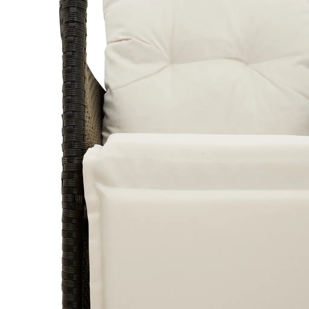 Set da Bistr¨° 3 pz | Set Salotto da Giardino con Cuscini Nero in Polyrattan