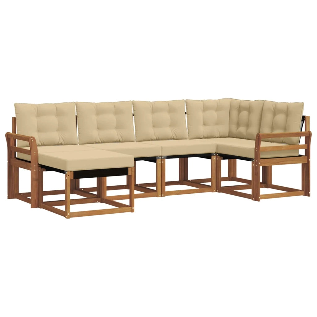 Set di divani da esterno con cuscino 6 pcs Naturale e Beige 3368836